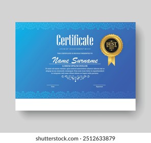 Blue achievement certificate best award diploma