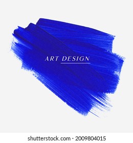 Blue acrylic brush stroke abstract background vector. Creative hand drawing design for logo, headline and sale banner.