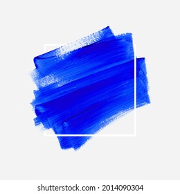 Blue acrylic brush stroke abstract artwork isolated over white background vector. Creative hand drawing design for logo, headline and sale banner.