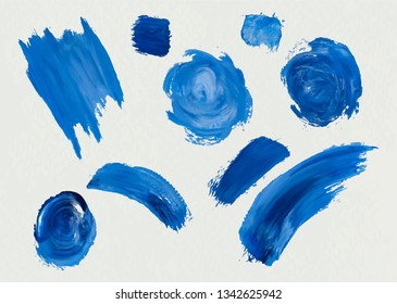 Vector de fondo de trazos de pincel acrílico azul