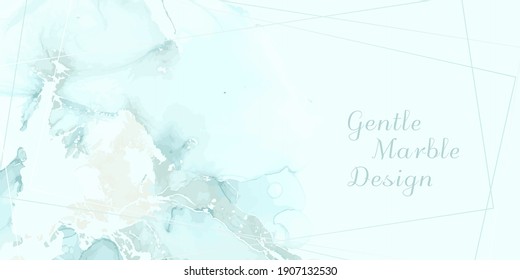 Blue Acrylic Ink Background. Vector Liquid Marble. Watercolor Wedding Card Template. Alcohol Ink Pastel Design. Art Paint Fluid Texture. Vintage Luxury Presentation. Elegant Cover. Alcohol Ink Poster.