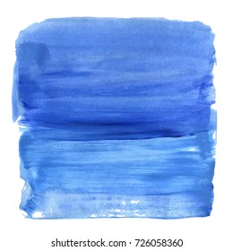 Blue acrylic texture. Isolated painted brush stroke