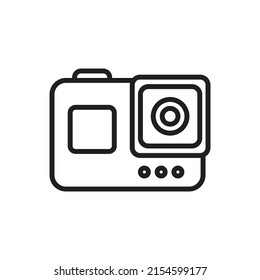 Blue Action Camera Outline Icon Vector Illustration