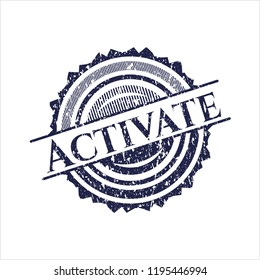 Blue Activate distressed rubber stamp