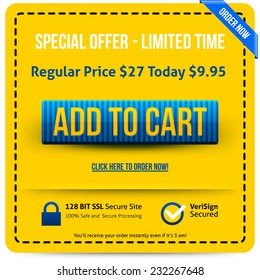 Blue Add Cart Button Yellow Text Stock Vector (Royalty Free) 232267648