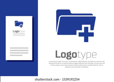 Blue Add new folder icon isolated on white background. New folder file sign. Copy document icon. Add attach create folder make new plus icon. Logo design template element. Vector Illustration