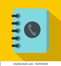 Blue address book icon. Flat illustration of address book vector icon for web isolated on yellow background