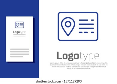 Blue Address book line icon isolated on white background. Telephone directory. Logo design template element. Vector Illustration