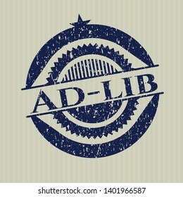 Blue Ad-lib distress rubber stamp with grunge texture svg