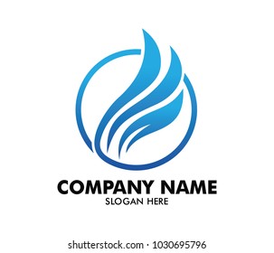 Blue Advance Technology Circle Wing Vector Logo Design