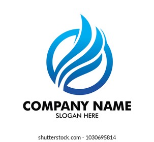 blue advance technology circle wing vector logo design