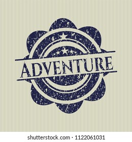 Blue Adventure rubber stamp with grunge texture