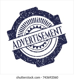 Blue Advertisement with rubber seal texture