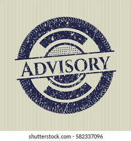 Blue Advisory distressed rubber seal