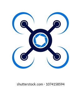 Blue Aero Flying Drone Symbol Logo Design