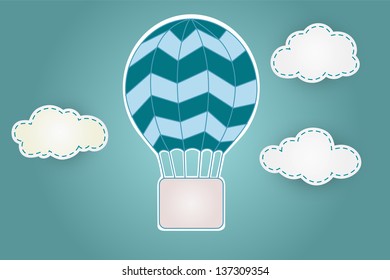 Blue aerostat with clouds