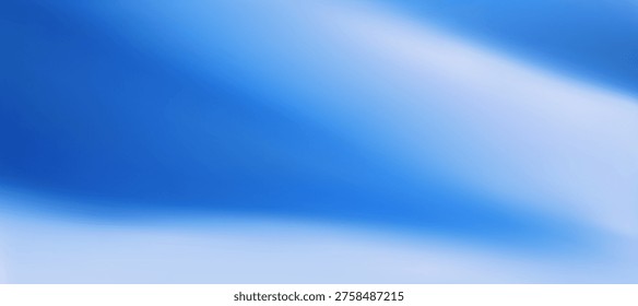 Blue aesthetic gradient gradation background with soft ombre fluid waves. Cool blue degrade backdrop. Hazy cyan gradient banner for tech, medical, trendy poster design. 3d vector bg