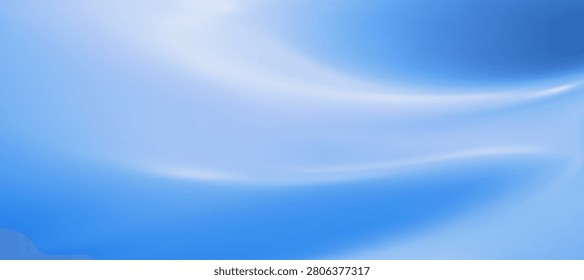 Blue aesthetic gradient gradation background with soft ombre fluid waves. Cool blue degrade backdrop. Hazy cyan gradient banner for tech, medical, trendy poster design. 3d vector bg