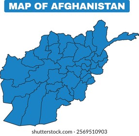 Blue Afghanistan country map border outline vector