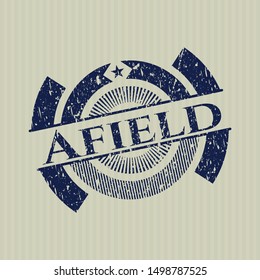 Blue Afield distress rubber stamp