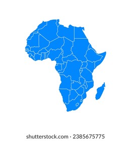 Blue Africa map on a white background in flat style. Vector illustration