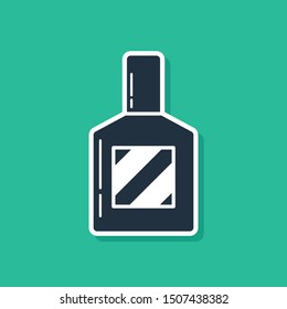Blue Aftershave icon isolated on green background. Cologne spray icon. Male perfume bottle.  Vector Illustration