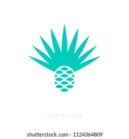 Blue agave icon. Tequila or mescal logo. Emblem for the label. Flat Agave icon isolated, on a white background.