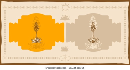 blue agave plant Illustration vintage rustic graphics