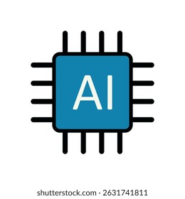 Icono azul del microprocesador de la IA para la computación elegante, la inteligencia artificial, y los proyectos de la tecnología