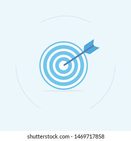 blue aim, arrow, Idea concept, perfect hit, winner, target goal icon. Success abstract pin logo