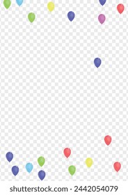 Blue Air Background Transparent Vector. Baloon Shine Illustration. Green Gift. Yellow Ballon. Surprise Holiday Template.