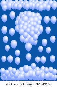 Blue air balloons on a blue background