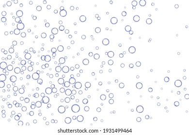 Blue air Bubbles, oxygen, champagne crystal clear isolated on white background modern design. Vector illustration of EPS 10.