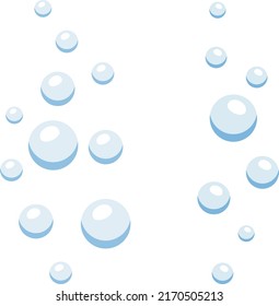 Burbujas de aire azul en el agua aislada en fondo blanco
