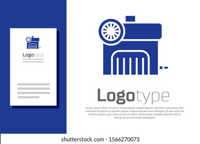 Blue Air compressor icon isolated on white background. Logo design template element. Vector Illustration