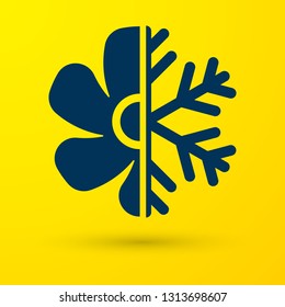 Blue Air conditioner icon isolated on yellow background. Vector Illustration