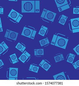 Blue Air conditioner icon isolated seamless pattern on blue background. Split system air conditioning. Cool and cold climate control system.  Vector Illustration