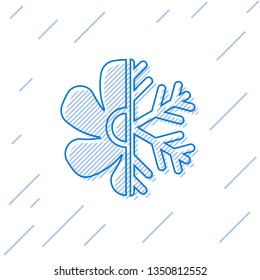 Blue Air conditioner line icon isolated on white background. Vector Illustration