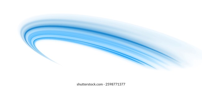 Blue air flow and wind stream effect. The winter breeze creates ripples, with flowing waves of cool blue air. Dynamic light beams and laser glows add motion and energy to the design. PNG.