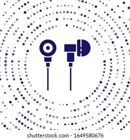 Blue Air headphones icon icon isolated on white background. Holder wireless in case earphones garniture electronic gadget. Abstract circle random dots. Vector Illustration