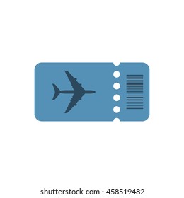 Blue air ticket isolated on white background. Air ticket flat icon. Boarding pass
