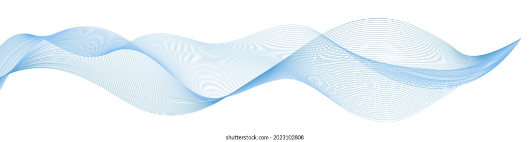 Blaue Luftwelle. Ungeduldige Wellenlinien mit glattem Farbfluss und Synergieeffekt. Swoosh Swirl, Design-Element, einzelne abstrakte Kurven auf weißem Hintergrund. Vektorgrafik