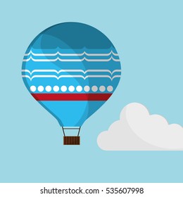 blue airballoon flying sky cloud with shadow