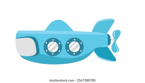 Blue aircraft submarine illustration. Submarine illustration. Aircraft submarine. Submarine illustration. Torpedo. Underseas boat. Submersible. Ship. Warship. U boat.