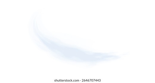 Onda de fluxo de ar azul PNG com efeito de vento giratório, movimento circular e fundo transparente para conceitos de frescura ou purificação.