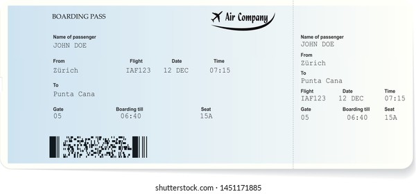 Blue airline boarding pass tickets Passengers need to have boarding pass for traveling by airplane. Concept of travel or trip.