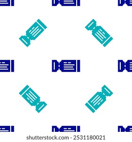 Blue Airline ticket icon isolated seamless pattern on white background. Plane ticket.  Vector