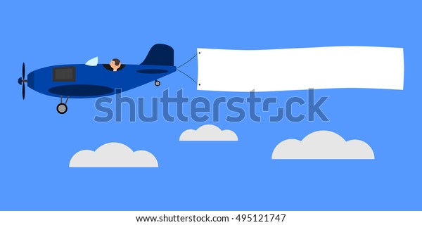 Blaues Flugzeug Mit Banner Fur Text Stock Vektorgrafik Lizenzfrei