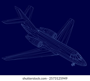 blue airplane is displayed on a blue background. The airplane is the main focus of the image, and it is a detailed and realistic representation of the aircraft