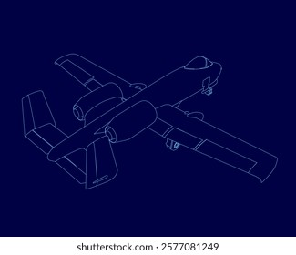 Blue airplane is drawn in blue. The airplane is a fighter jet